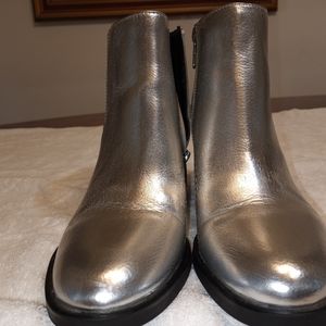 Sam Eldeman Silver Ankle Boots